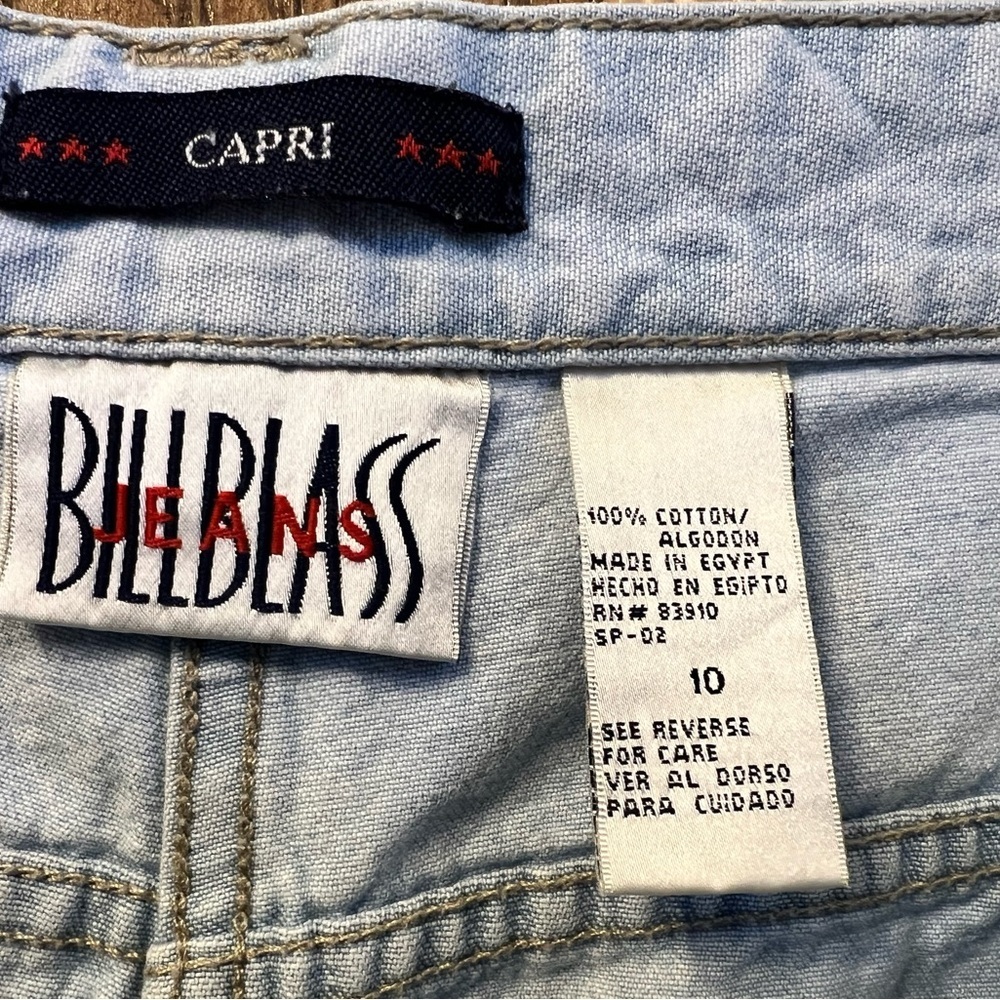 VTG 90s Bill Blass Jeans Capri Carpenter High Rise Wide Leg Blue Denim Sz 10 - Picture 6 of 6